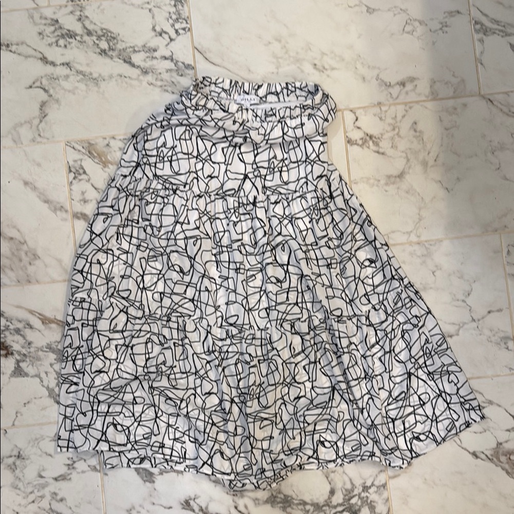 Gilli Black and White Abstract A-Line Skirt